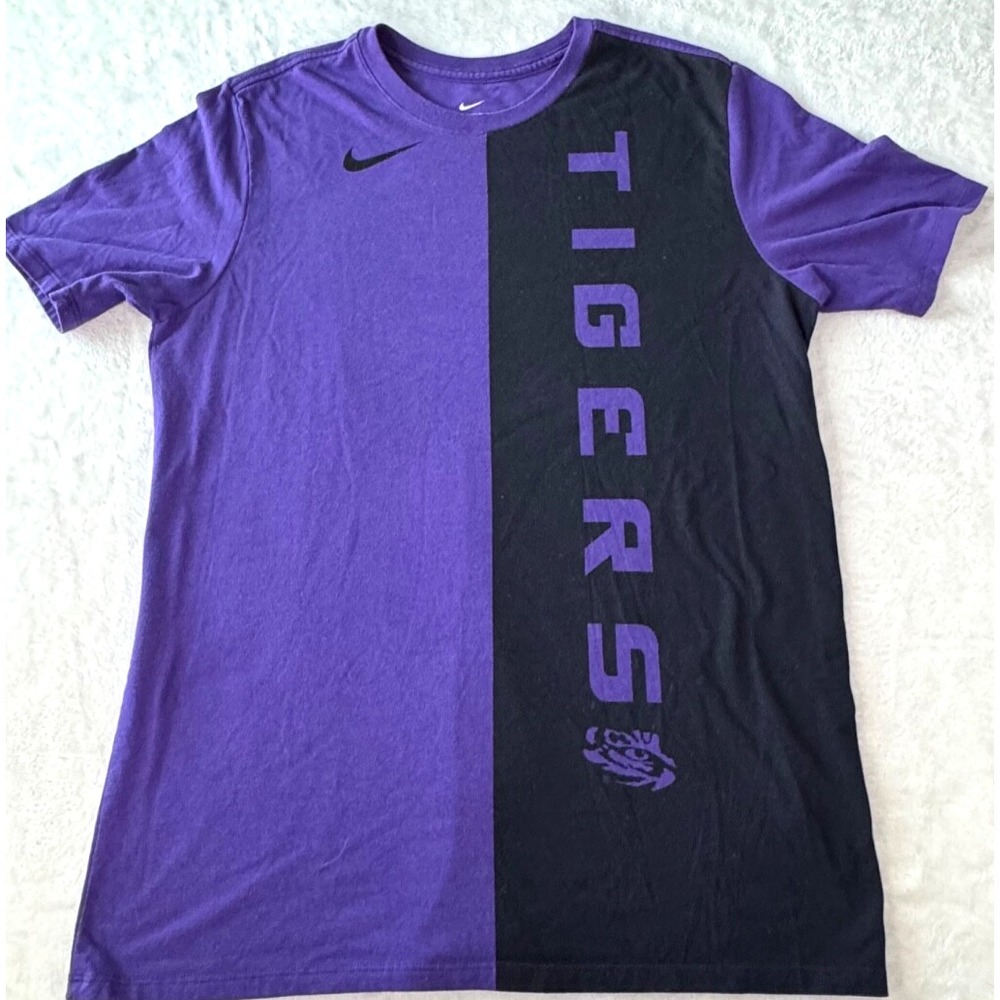 LSU Tigers Nike Tee shirt Adult large Colorblock purple Y2K football USA made - Picture 10 of 14